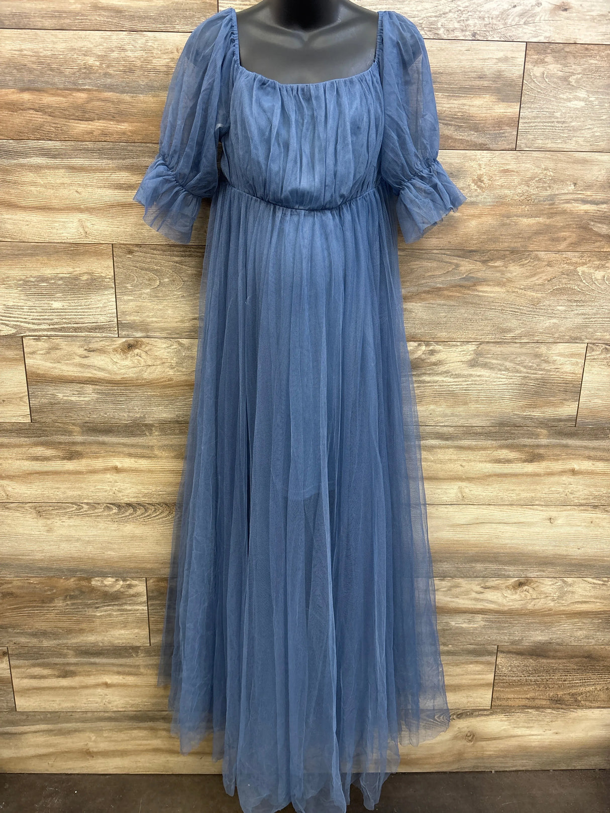 Ever Pretty Maternity Off-Shoulder Tulle Maxi Dress Blue sz XXL