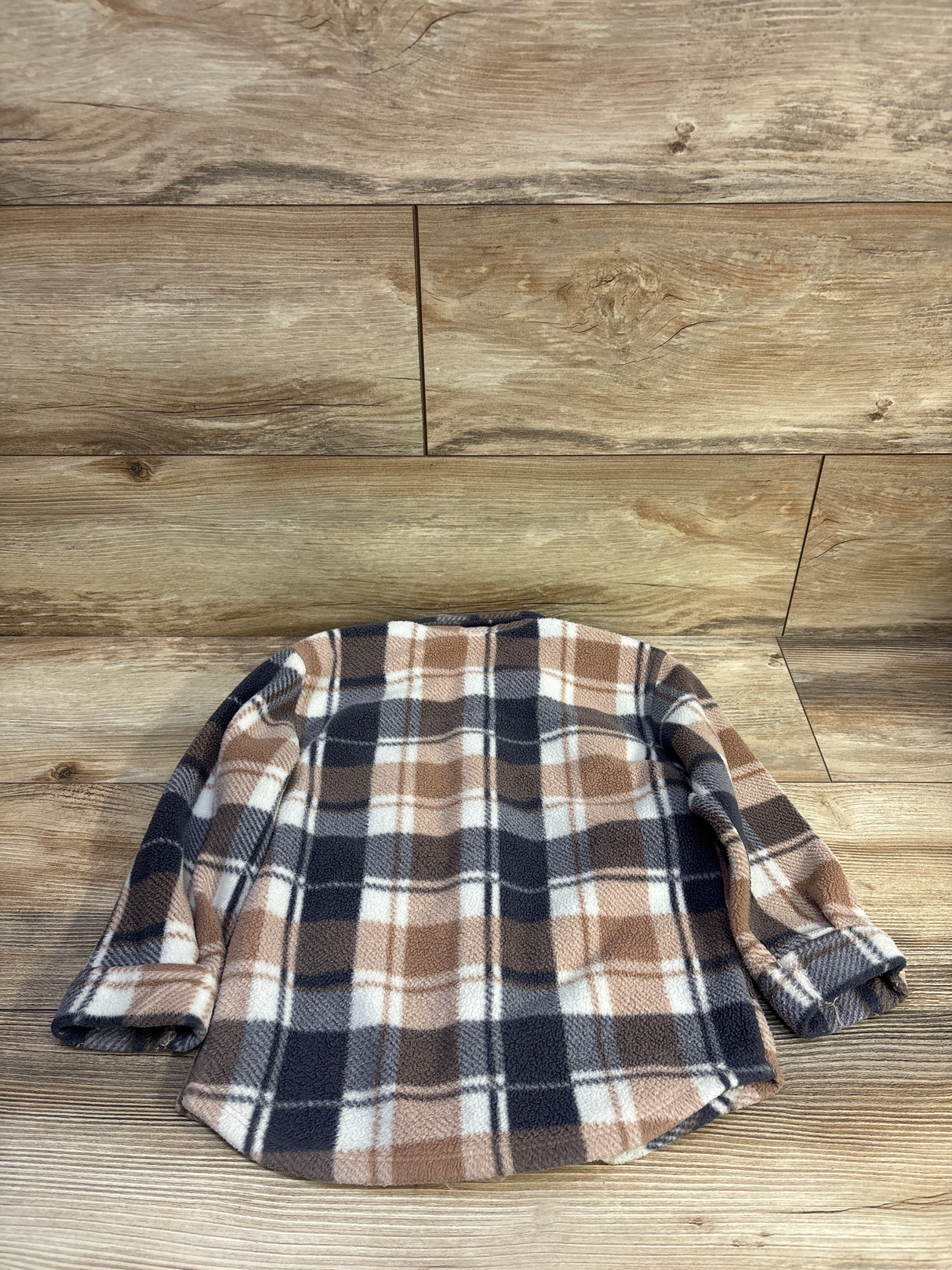 Modern Moments Fleece Plaid Button-Up Jacket Tan sz 4T