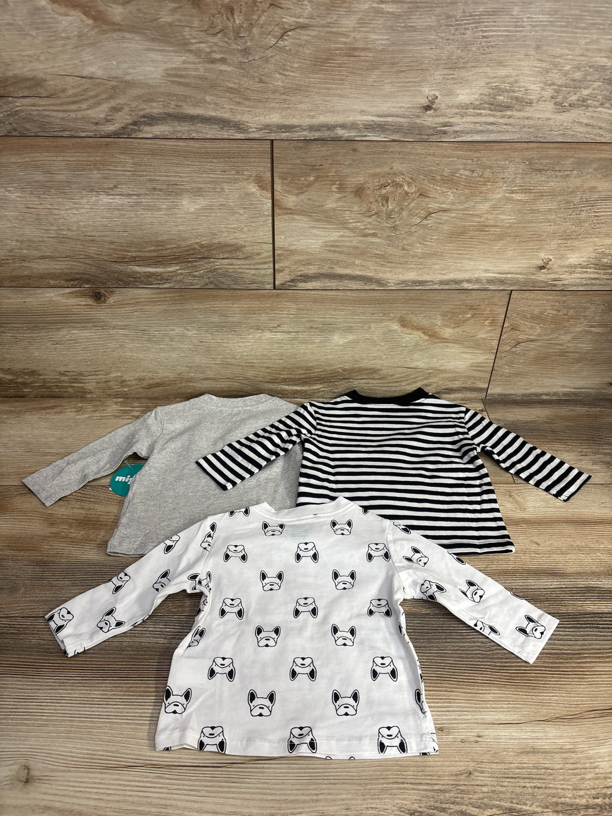 NEW Mighty Goods 3pk Dog Print Shirt Set Grey sz 3m