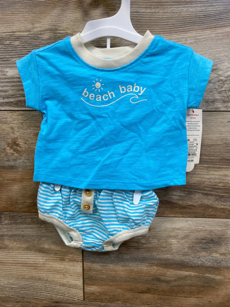 NEW Cat & Jack 2pc Beach Baby Shirt & Bottoms Blue sz Newborn - Me n Mommy To Be
