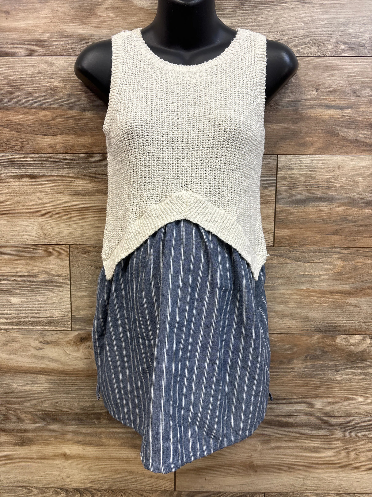 A Pea In The Pod Maternity Knit Striped Sleeveless Top Ivory sz Small