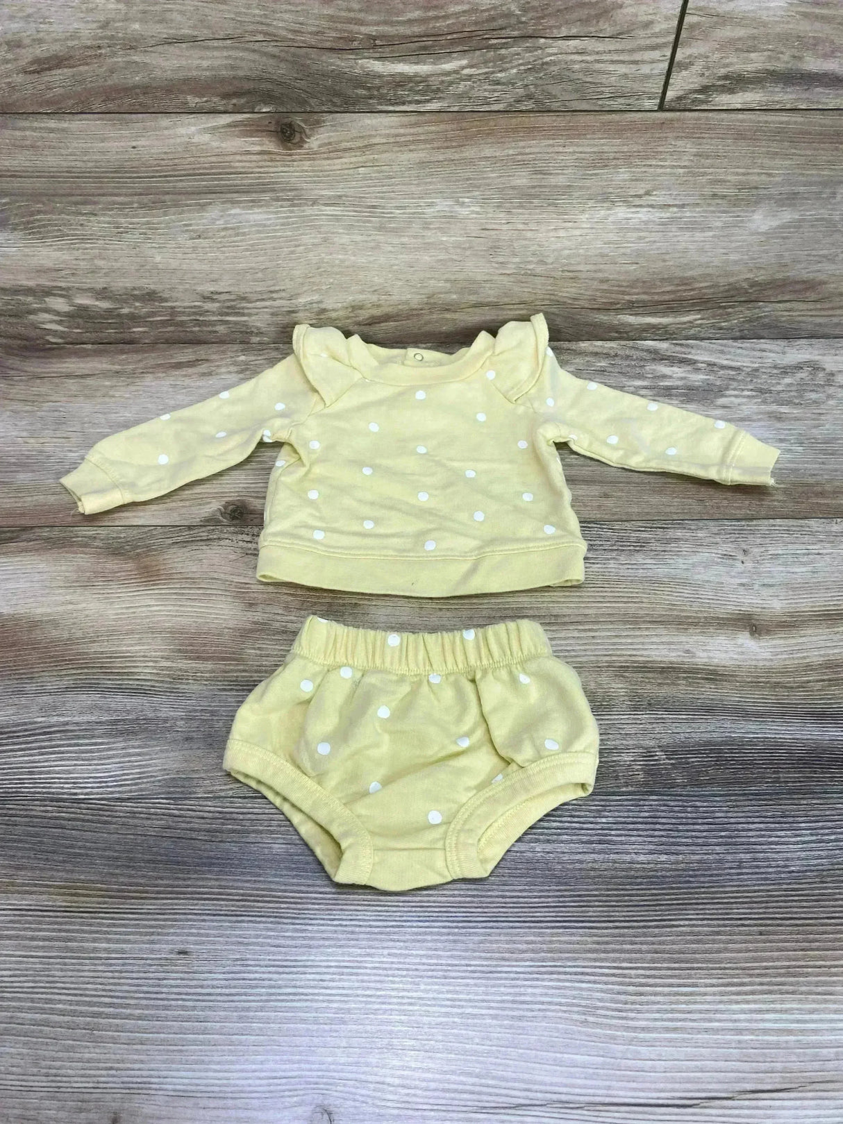 Cat & Jack 2pc Polka Dot Sweatshirt & Bottoms Yellow sz Newborn - Me n Mommy To Be