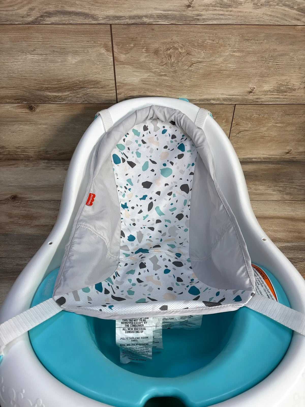 Fisher-Price 4-in-1 Sling 'n Seat Bath Tub with patterned sling and blue basin