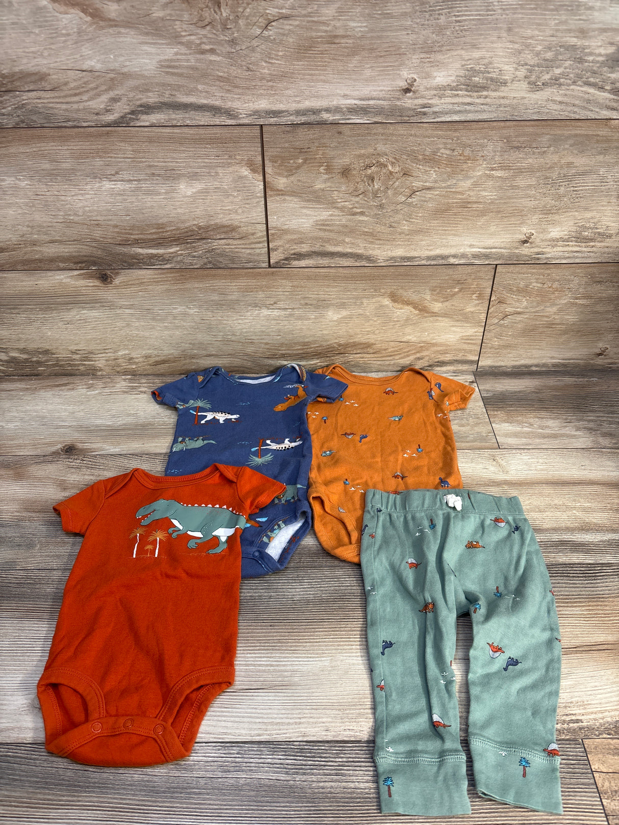 Carter's 4pc Dinosaur Bodysuit Set Orange sz 3m