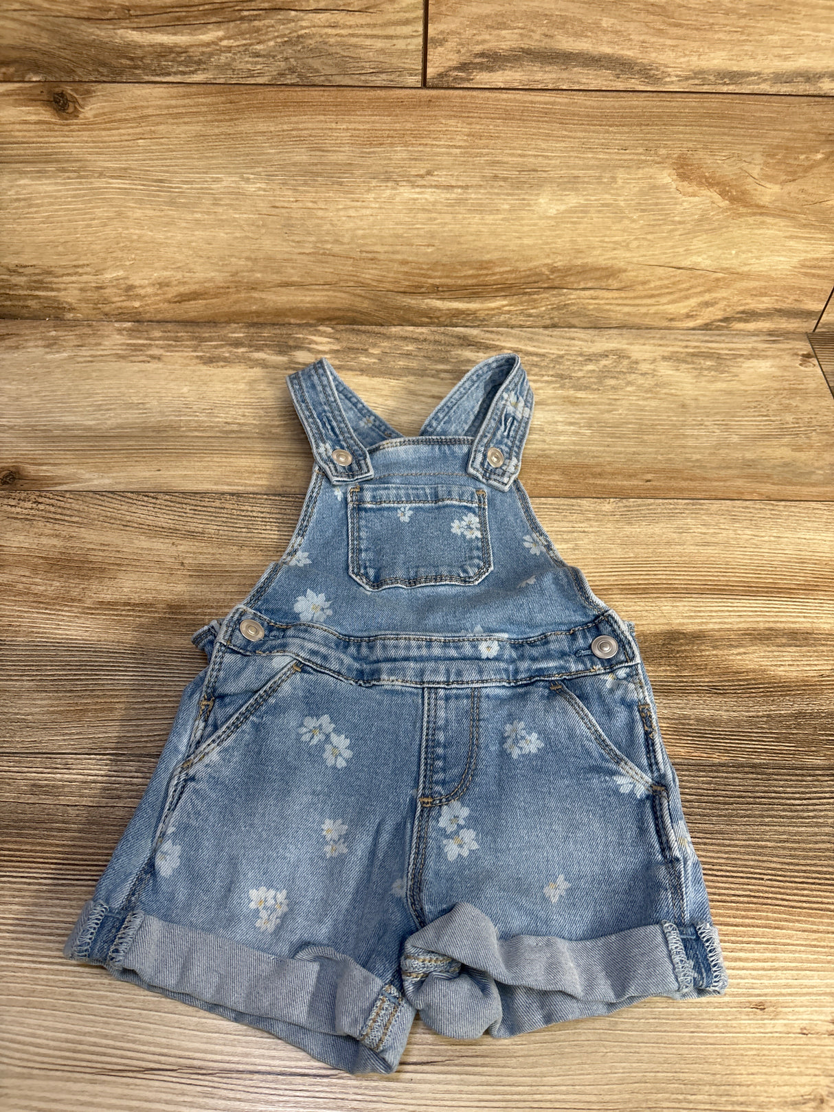 Wonder Nation Denim Floral Shortalls Blue sz 18m