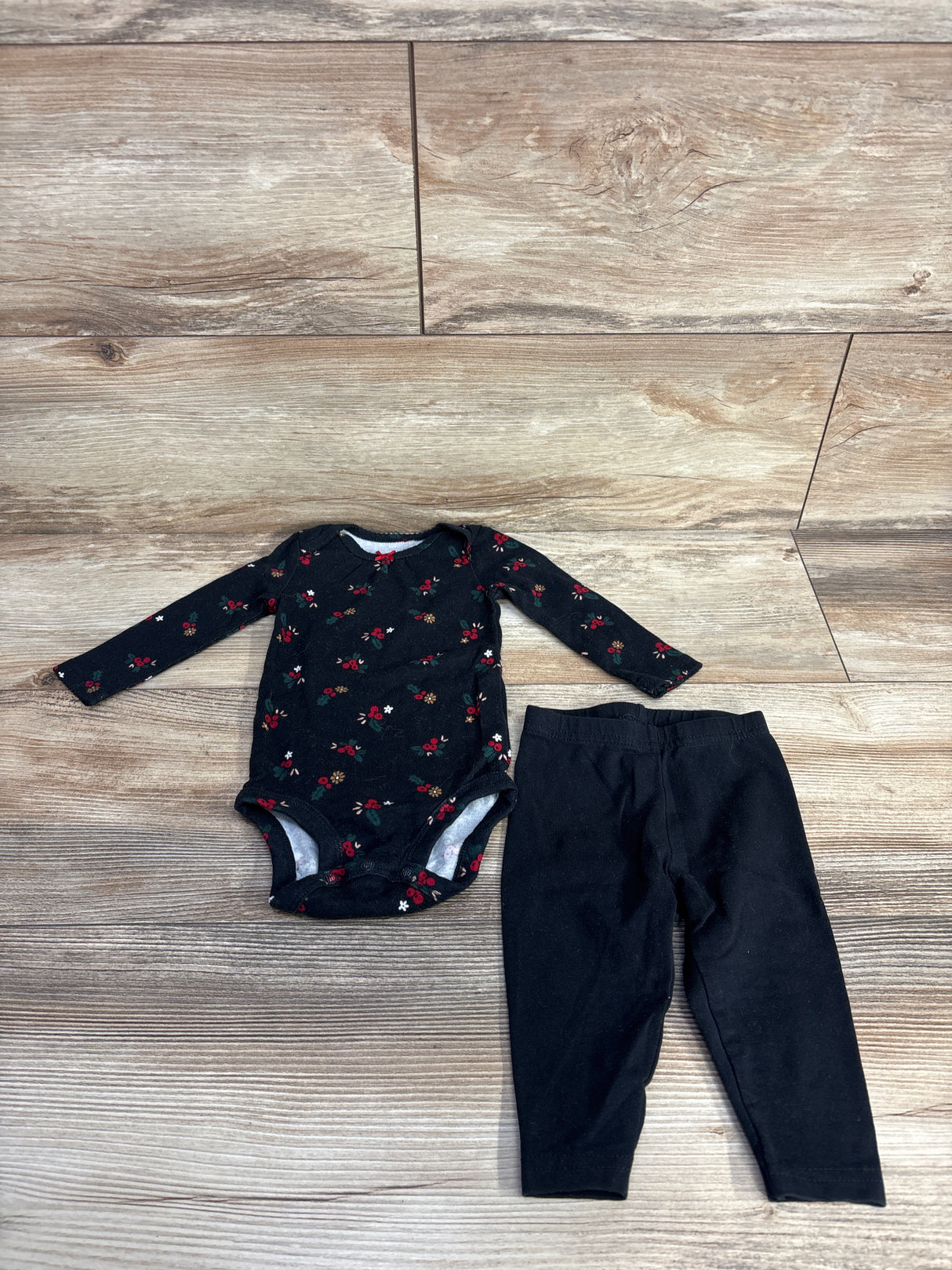 Carter's Long Sleeve Bodysuit & Leggings 2pc Set Black sz 6m