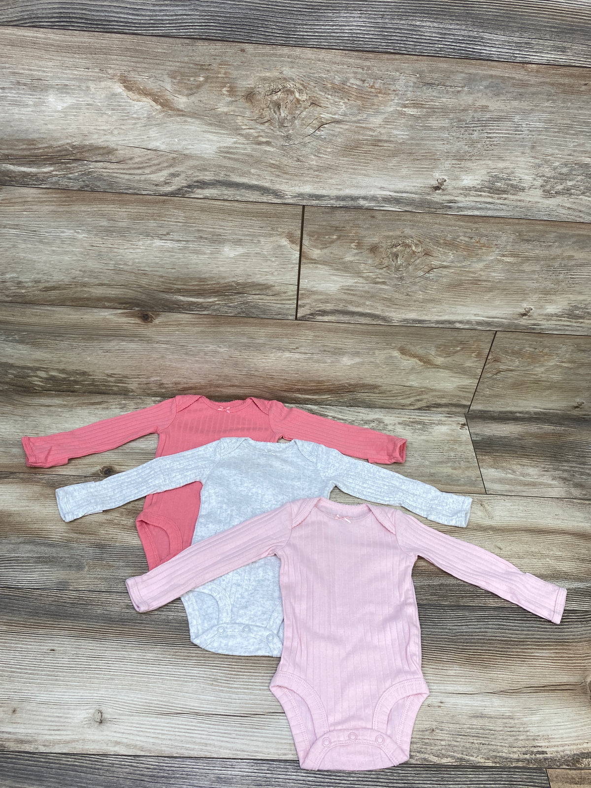 Child Of Mine 3pk Ribbed Long Sleeve Bodysuits Pink sz 0-3m