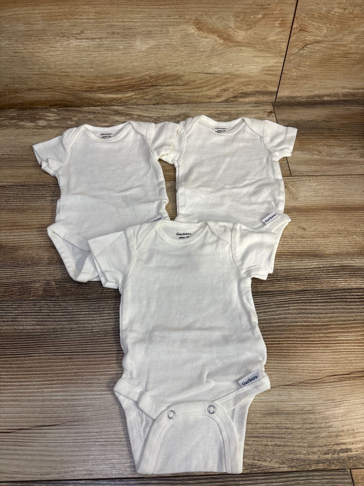Gerber 3pk Bodysuit Set White sz Newborn