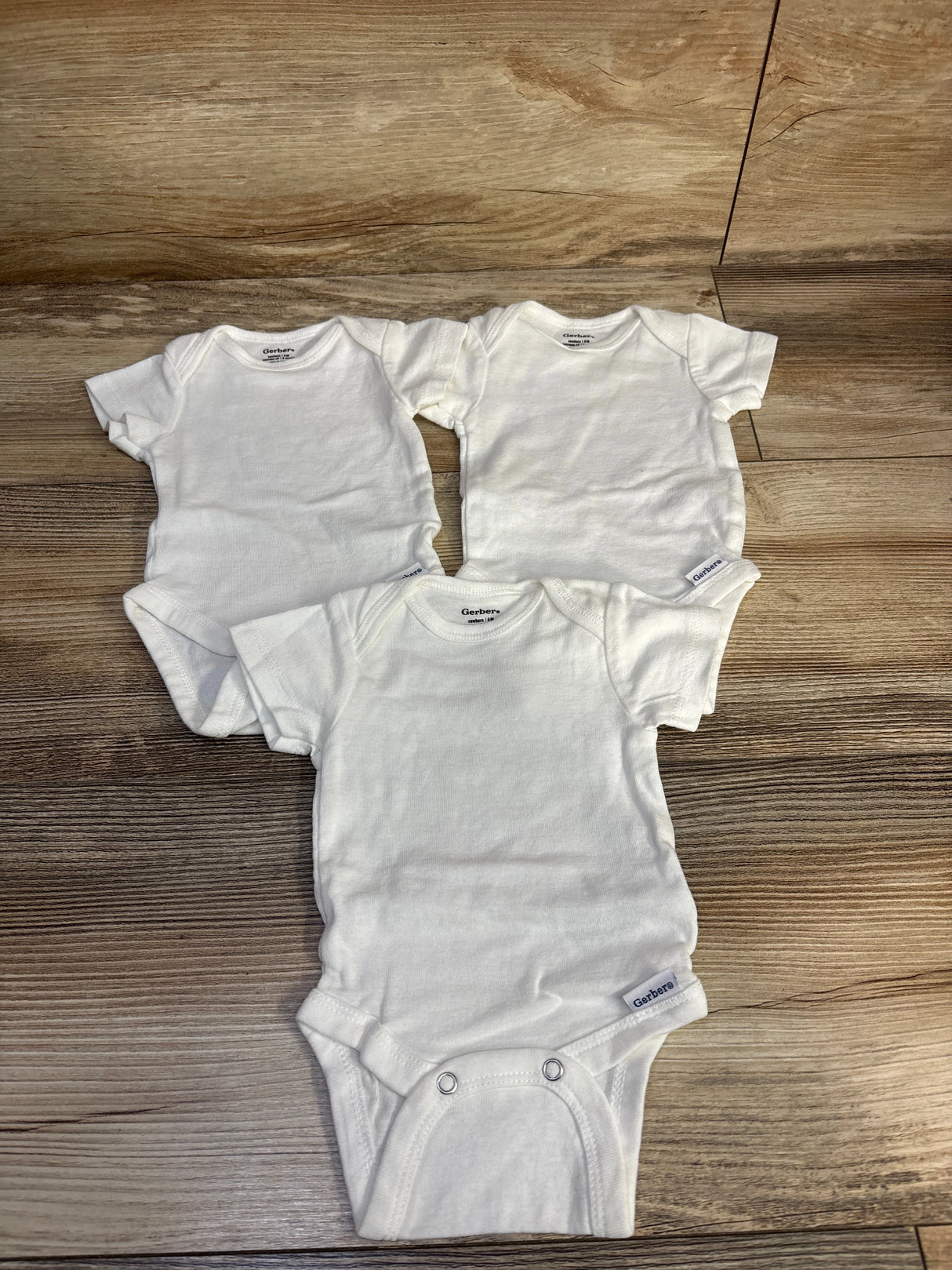Gerber 3pk Bodysuit Set White sz Newborn