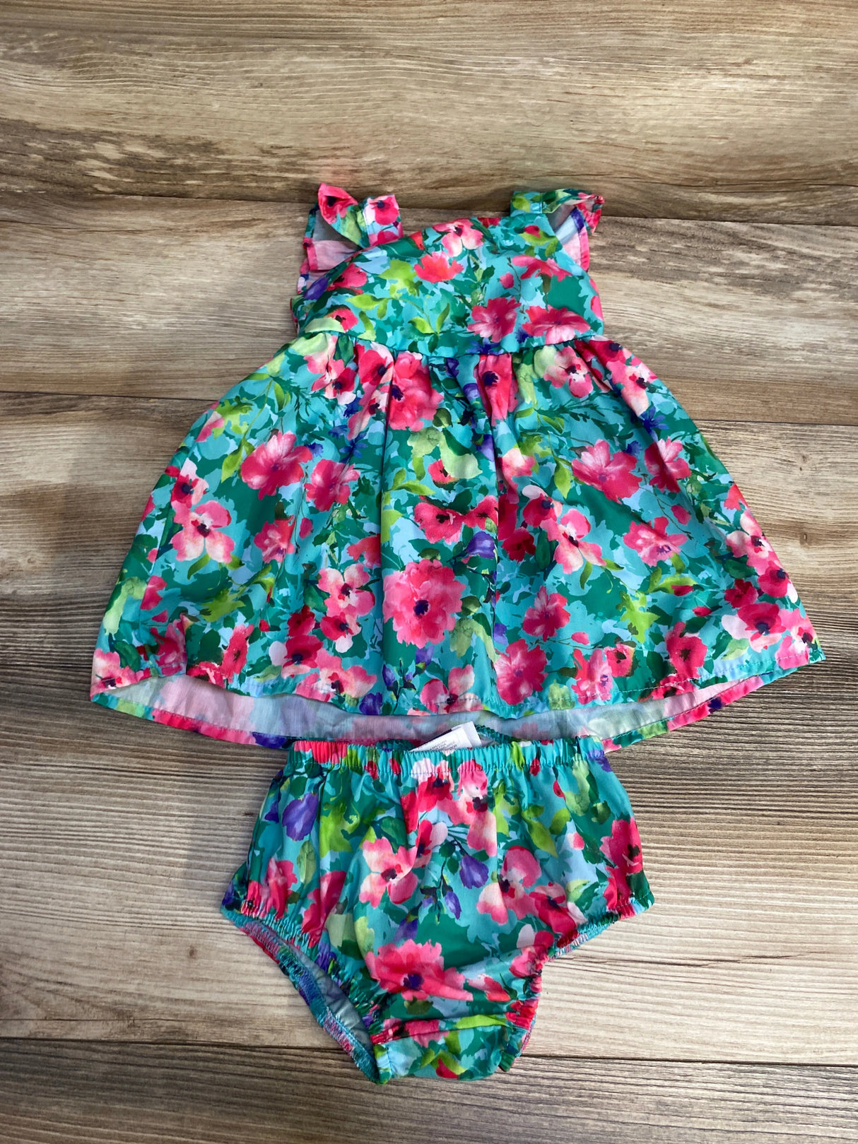 Counting Daisies Floral Dress & Bloomers Green sz 12m - Me n Mommy To Be