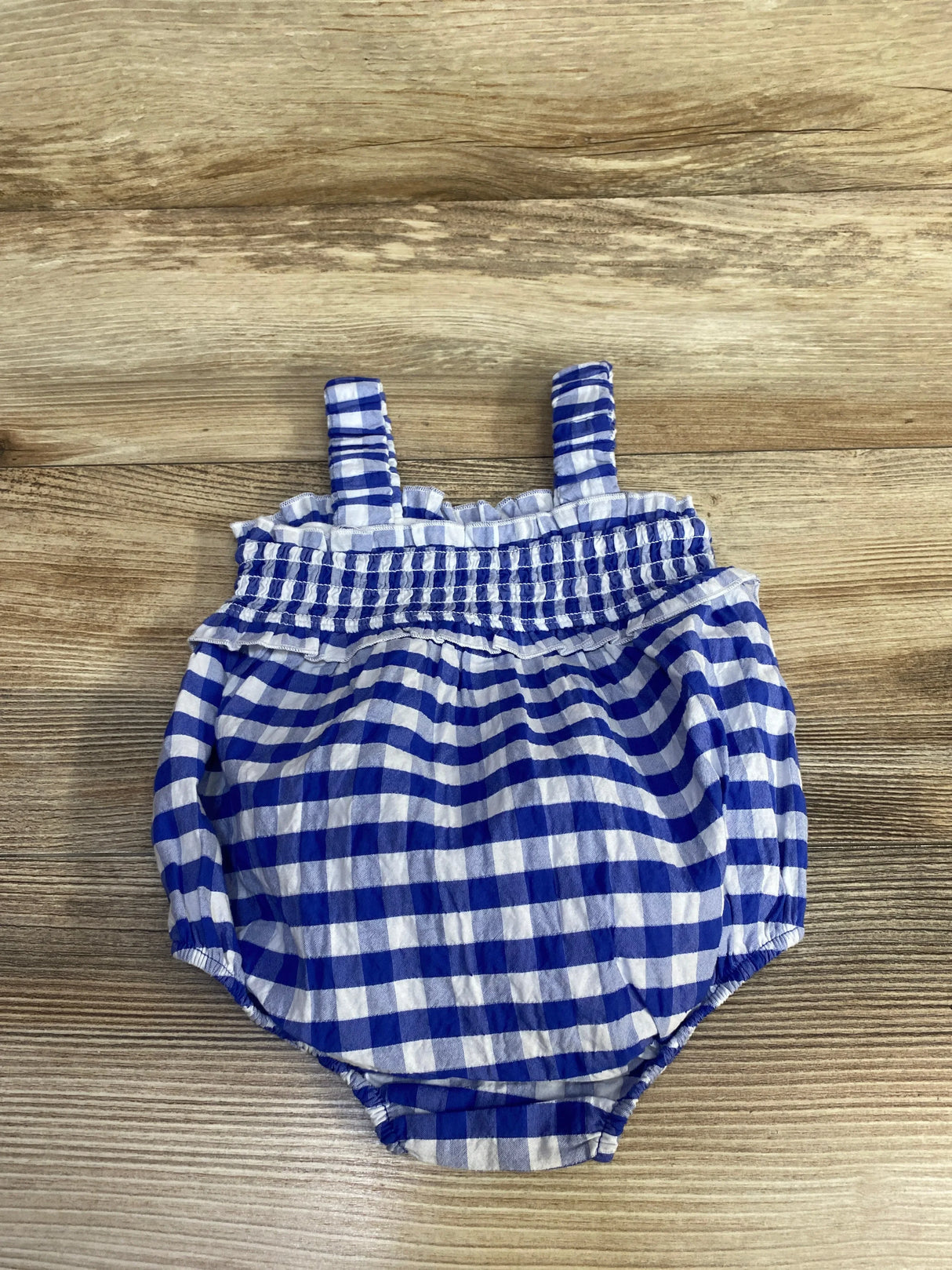 Cat & Jack Gingham Bubble Romper Blue sz 0-3m
