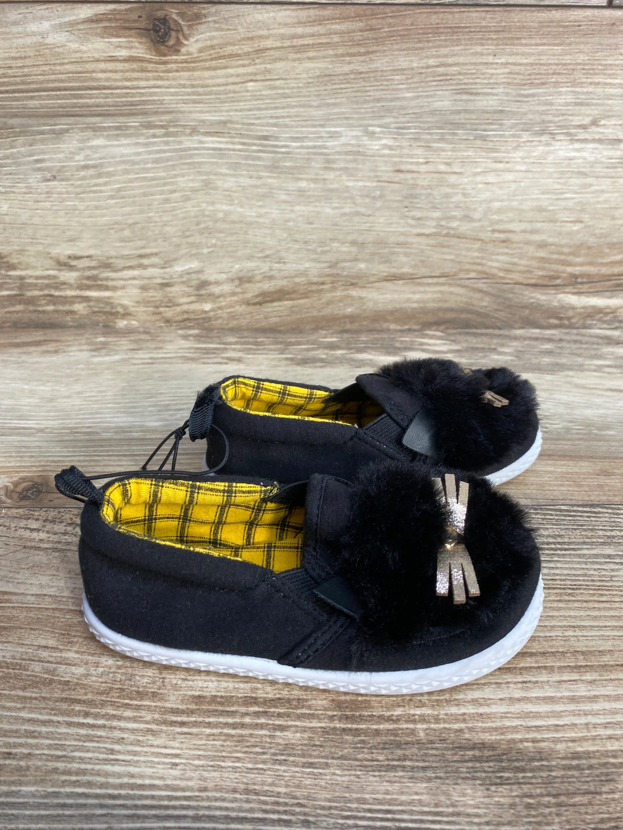 Wonder Nation Faux Fur Kitty Cat Sneakers Black sz 6c