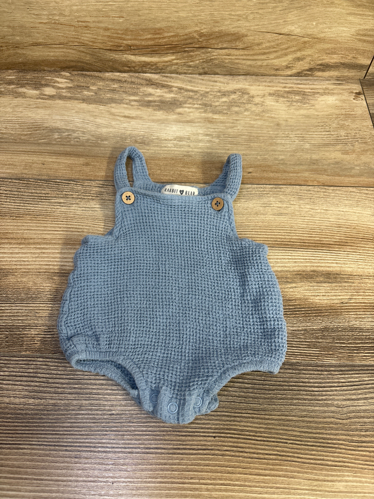 Rabbit + Bear Organic Waffle Knit Bubble Romper Blue sz Newborn