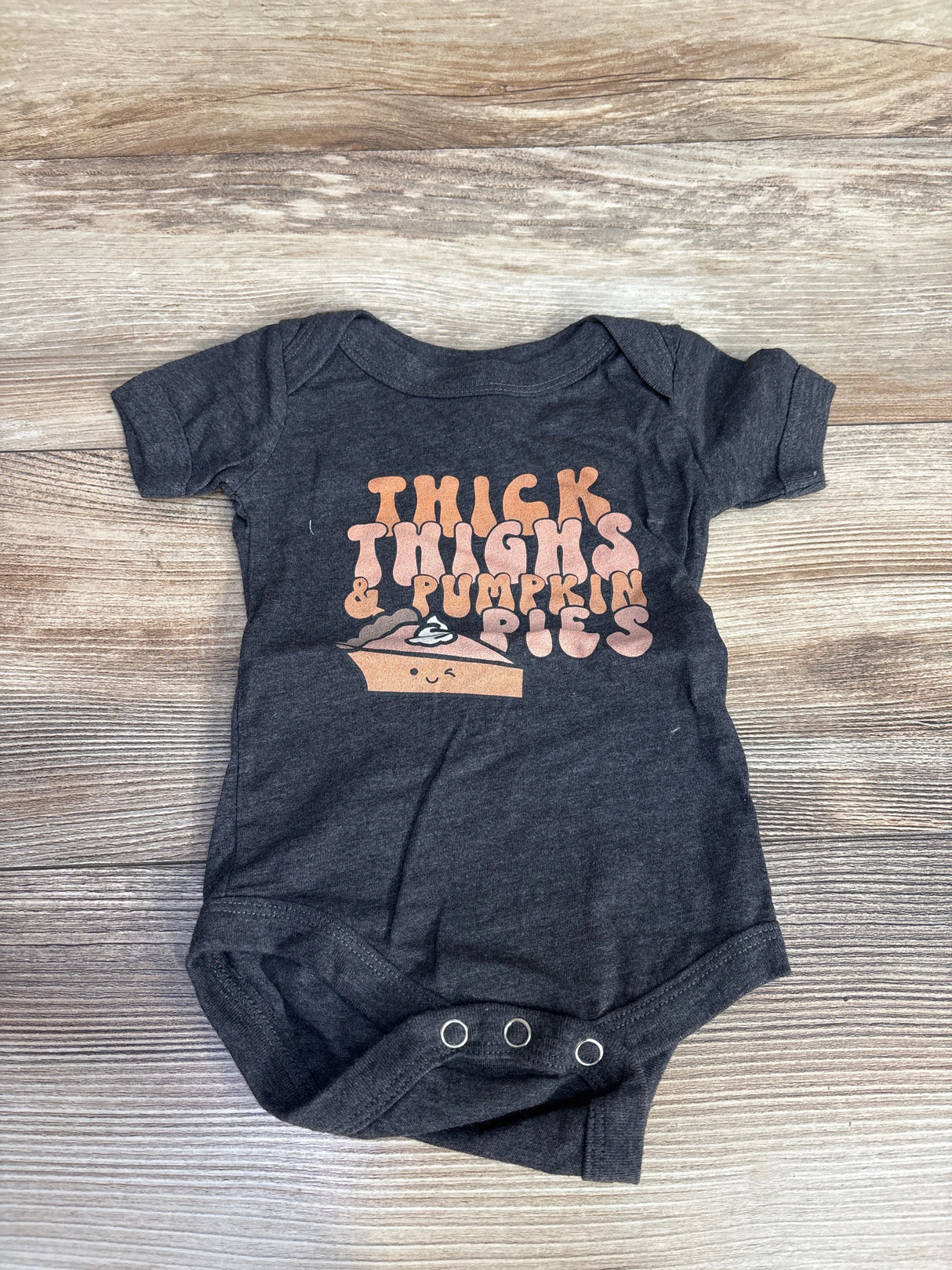 Bella + Canvas Kids Thick Thighs & Pumpkin Pies Bodysuit Grey sz 3-6m