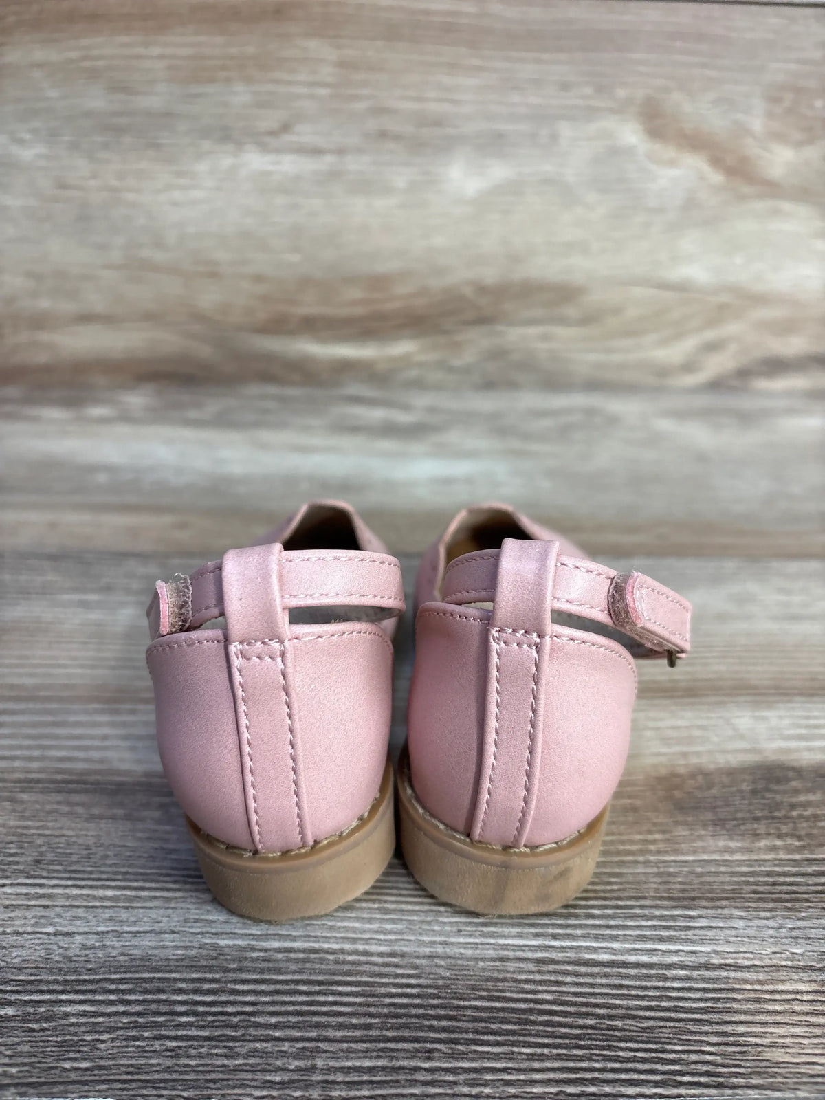 Rear view of pink chunky eyelet-trim ballet flats for kids by Me n Mommy To Be