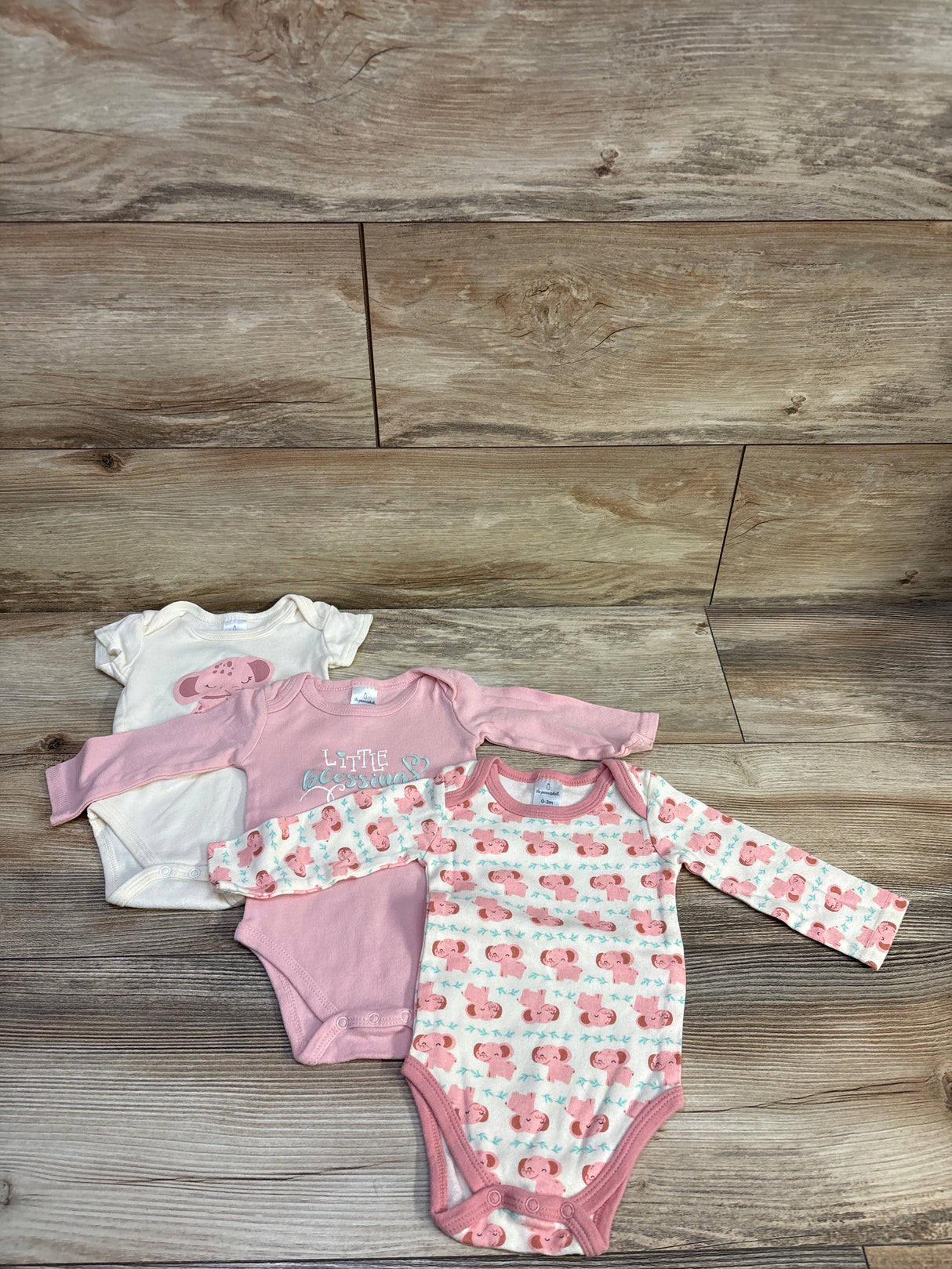 The Peanutshell 3pk Long Sleeve Bodysuits Pink sz 0-3m