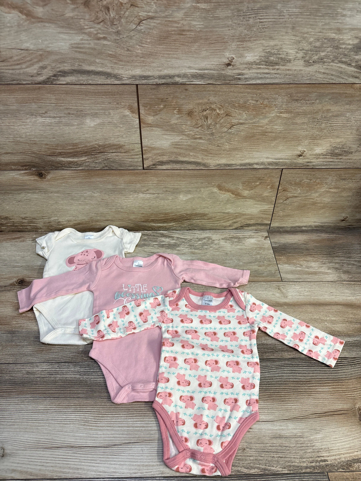 The Peanutshell 3pk Long Sleeve Bodysuits Pink sz 0-3m