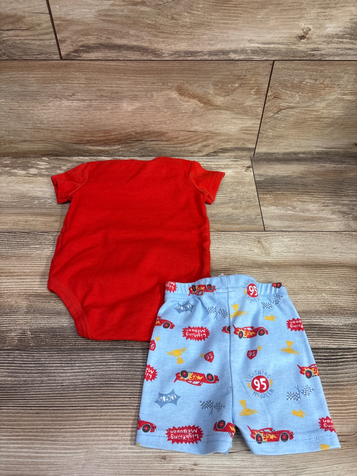Disney Baby 2pc Cars Bodysuit & Shorts Set Red sz 3/6m