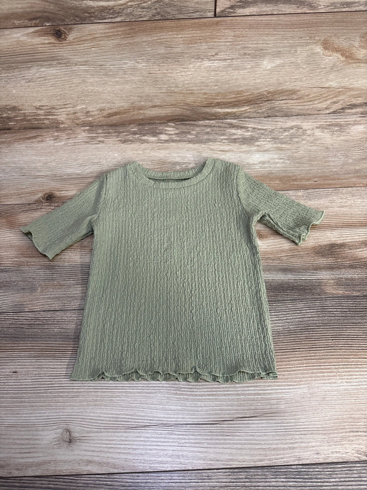 Okie Dokie Ribbed Lettuce Trim Top Green sz 2T
