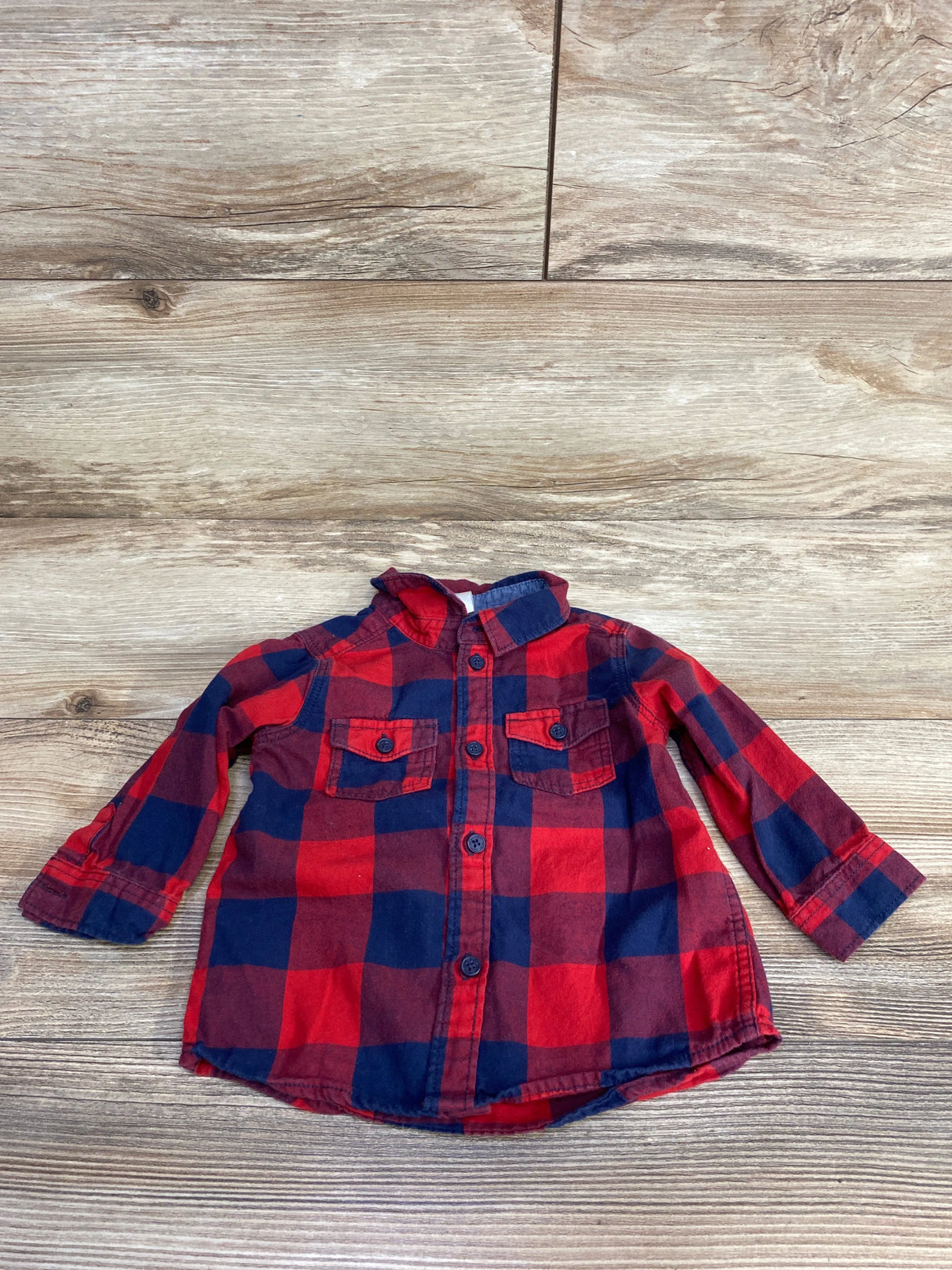 H&M Plaid Button Up Flannel Red sz 4-6m
