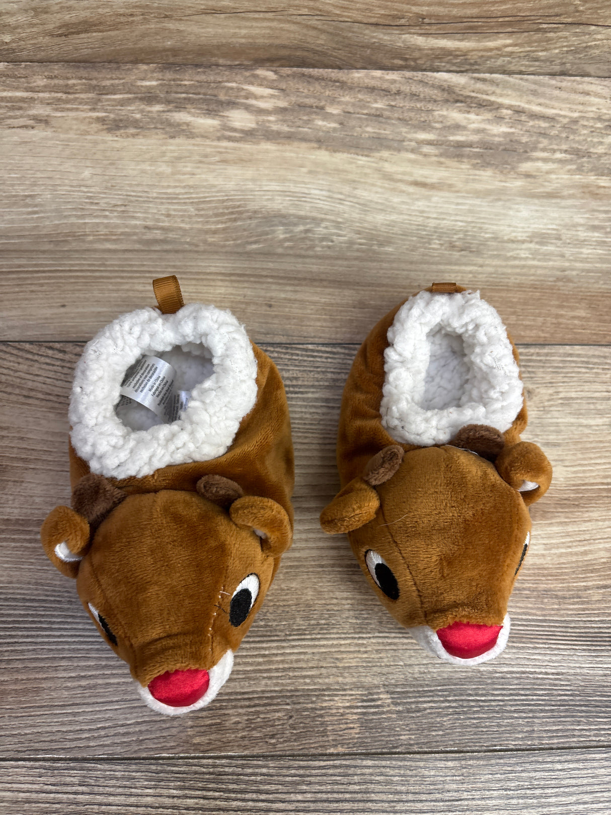 Rudolph the Red-Nosed Reindeer Plush Slippers Brown sz 6/7c