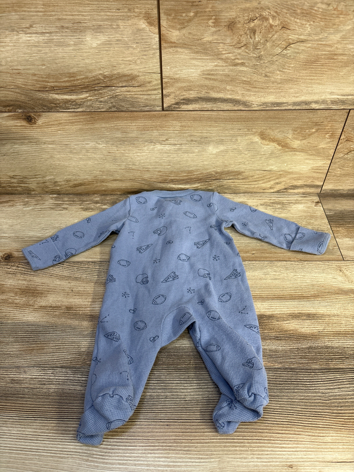 Just One You Football Waffle Knit Sleeper Blue sz 3m