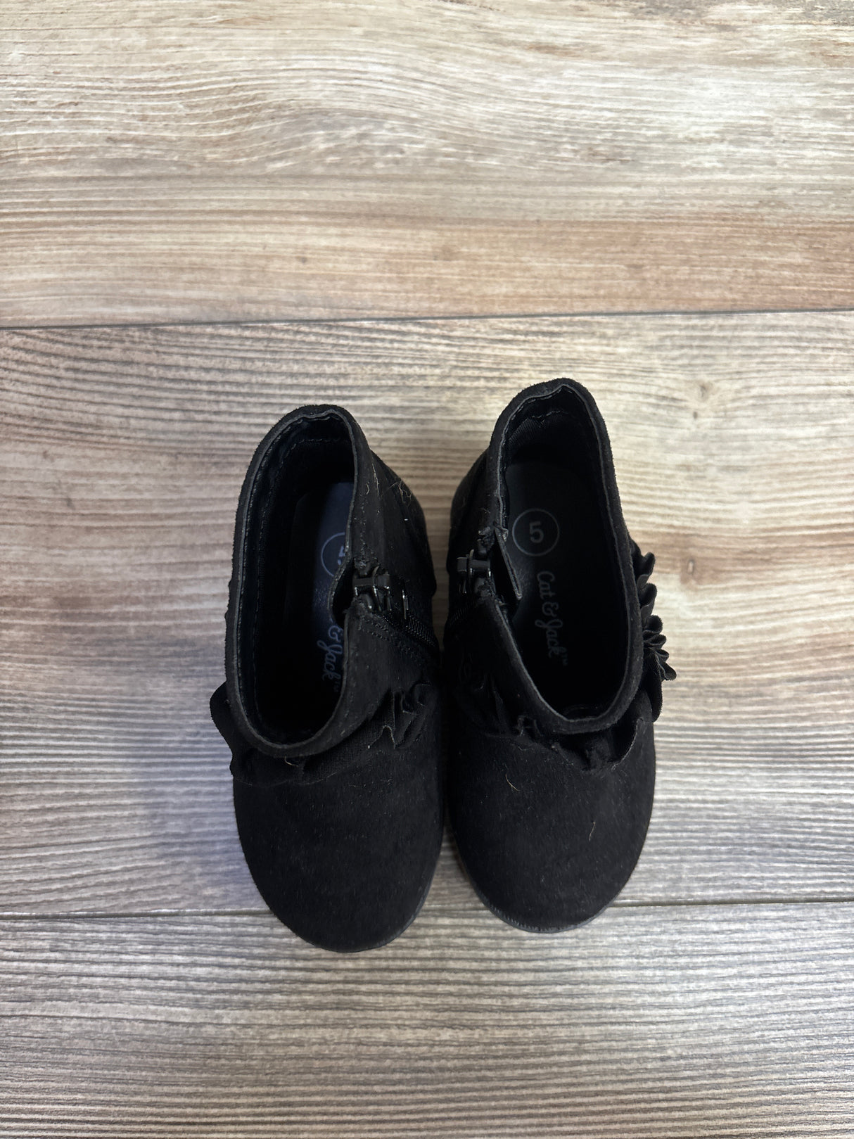 Cat & Jack Reva Ruffle Boots Black sz 5c