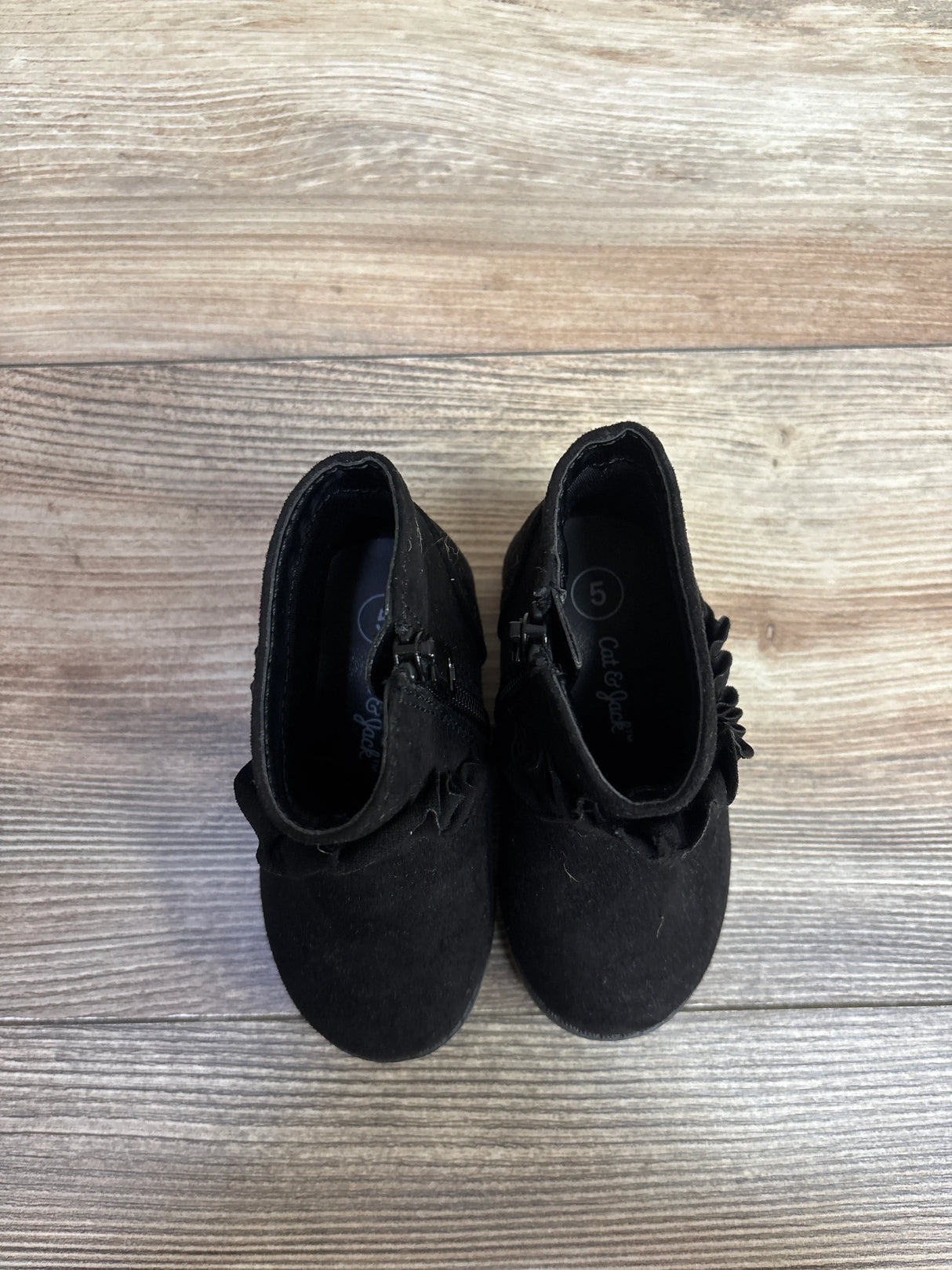Cat & Jack Reva Ruffle Boots Black sz 5c