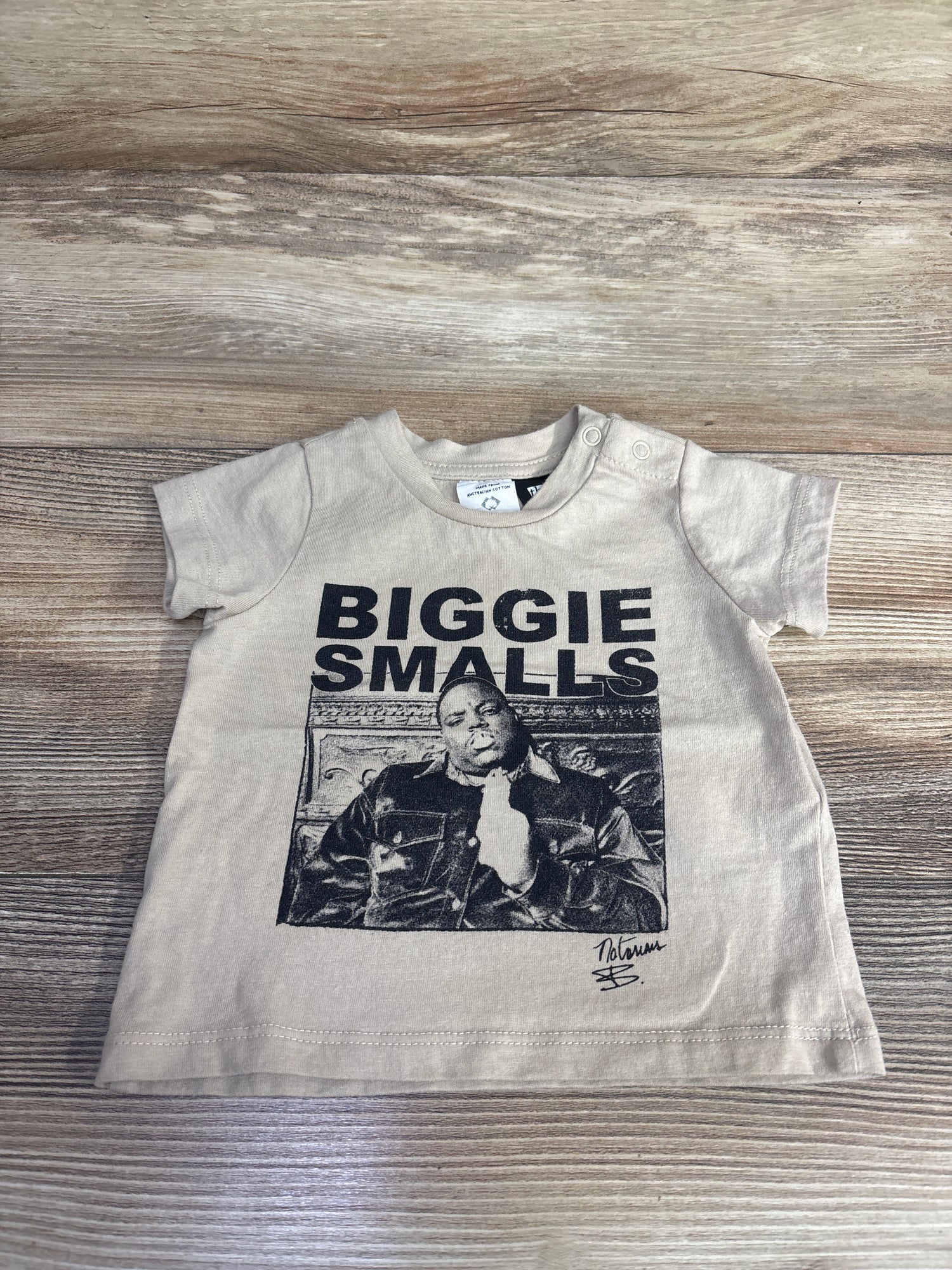 Cotton On Baby Biggie Smalls Shirt Tan sz 0-3m