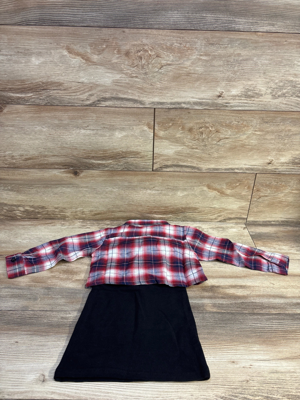 NWOT Shein 2pc Tank Dress & Cropped Flannel Set Red sz 3/4T