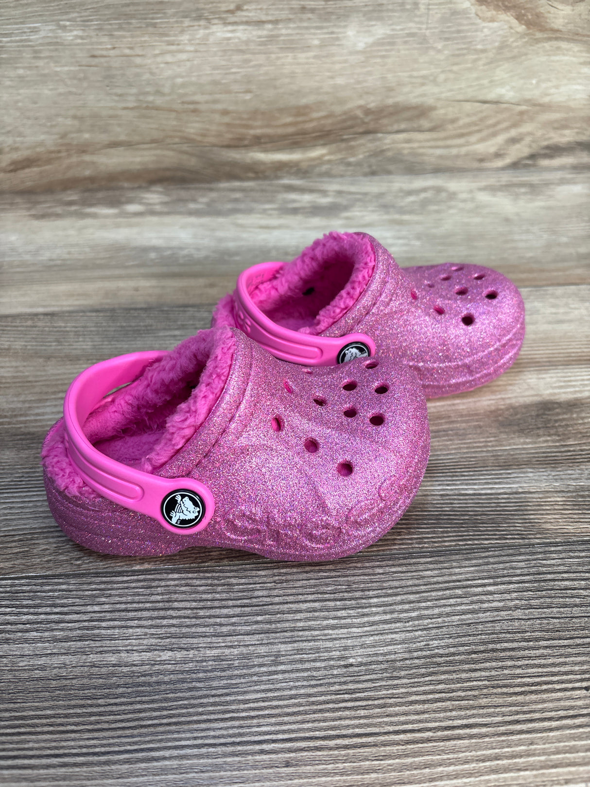 Crocs Baya Lined Clogs Pink Glitter sz 6c