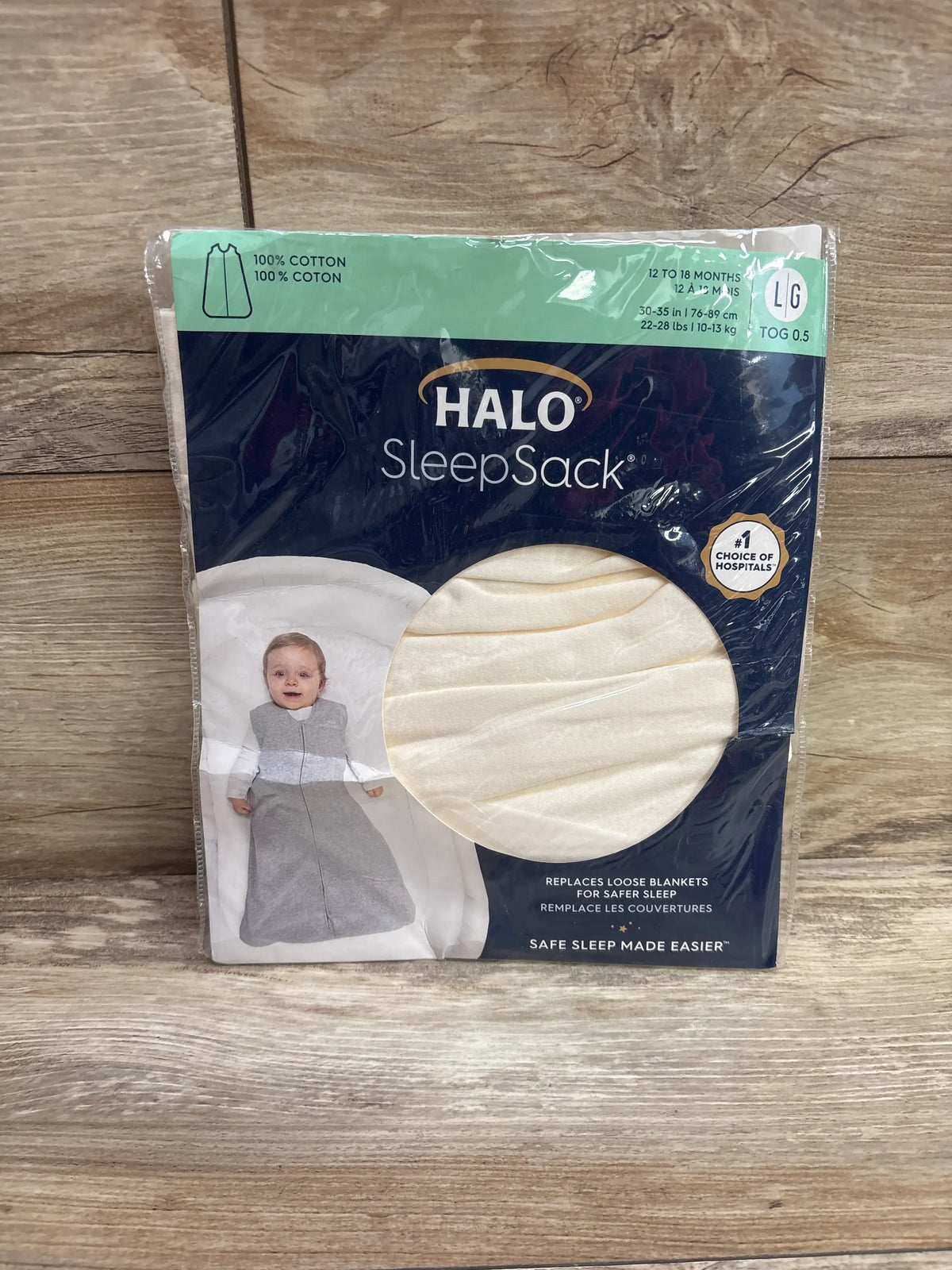 New Halo SleepSack wearable blanket in cream, size Large for 12-18 months, 0.5 TOG.