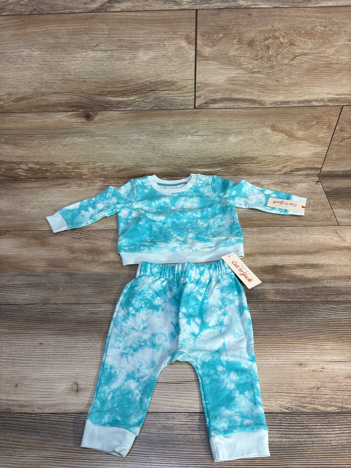 NEW Cat & Jack 2pc Tie-Dye Sweatshirt & Joggers Set Blue sz 3-6m