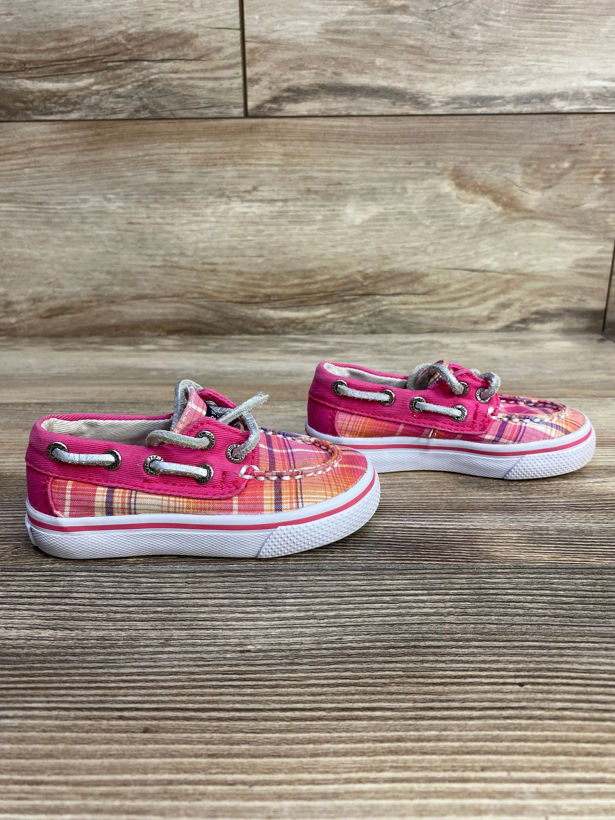 Sperry Top-Sider Pink Plaid Shoes sz 5c - Me n Mommy To Be