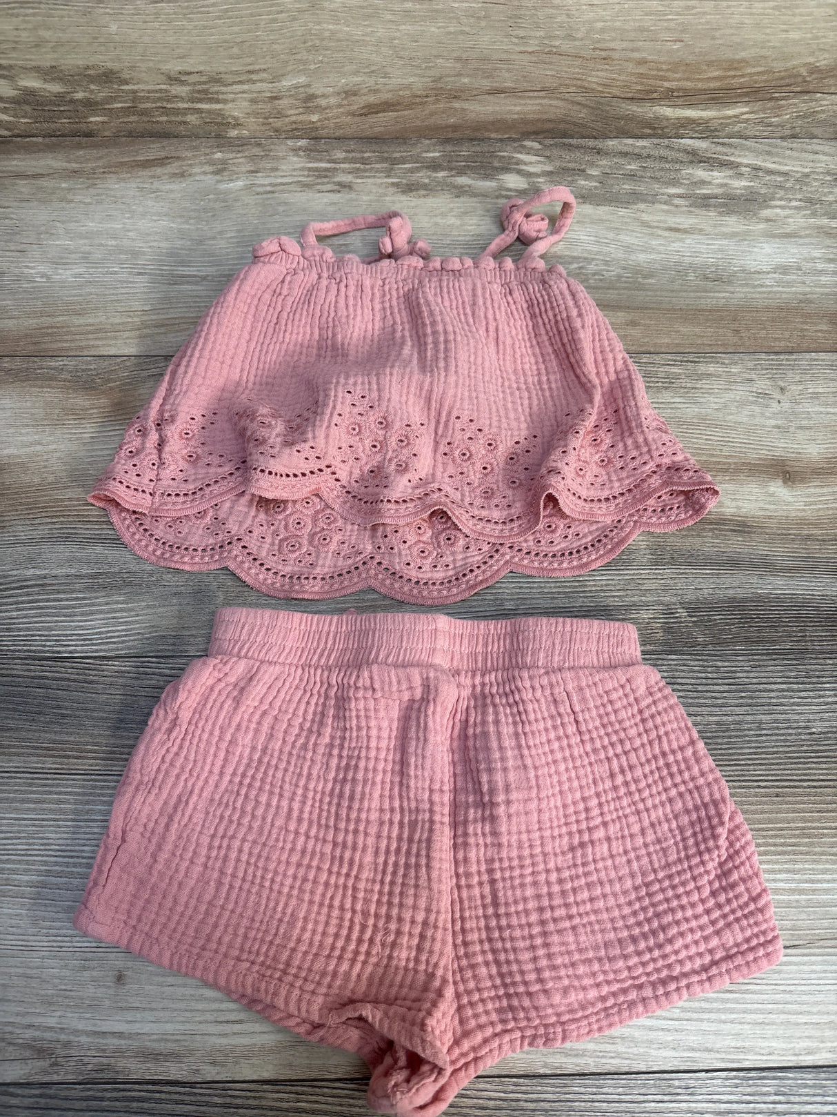 Modern Moments 2pc Muslin Eyelet Set Pink sz 3T