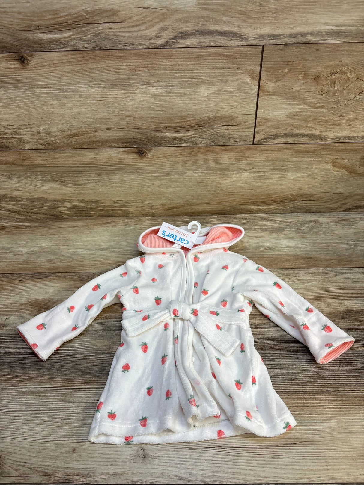 NEW Just One You Strawberry Print Bath Robe White sz 0-9m
