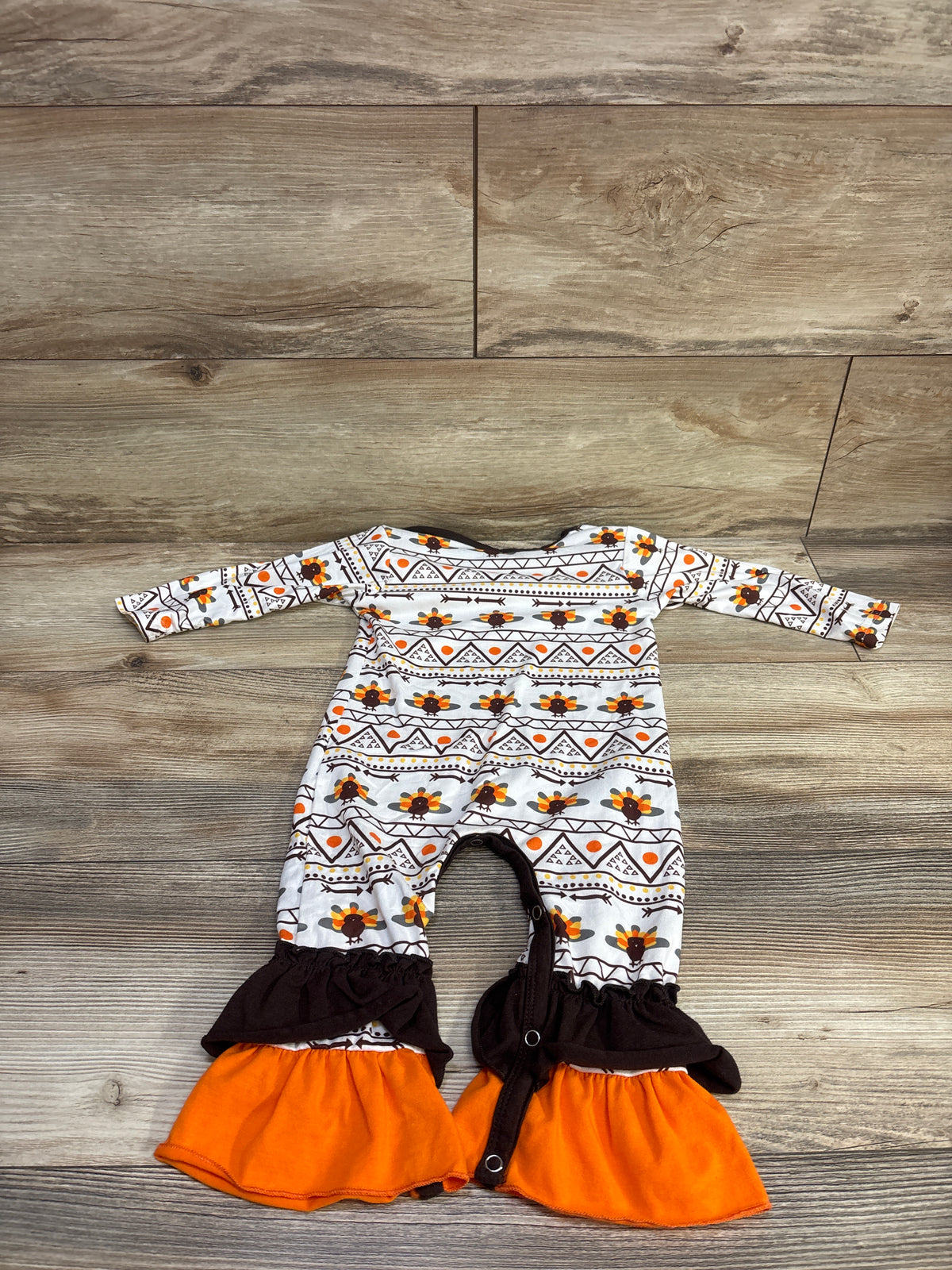 Thanksgiving Turkey Coverall White sz 12-18m