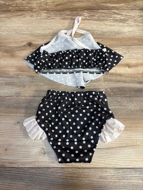 2pc Polka Dot Swimsuit Black sz 12m - Me n Mommy To Be