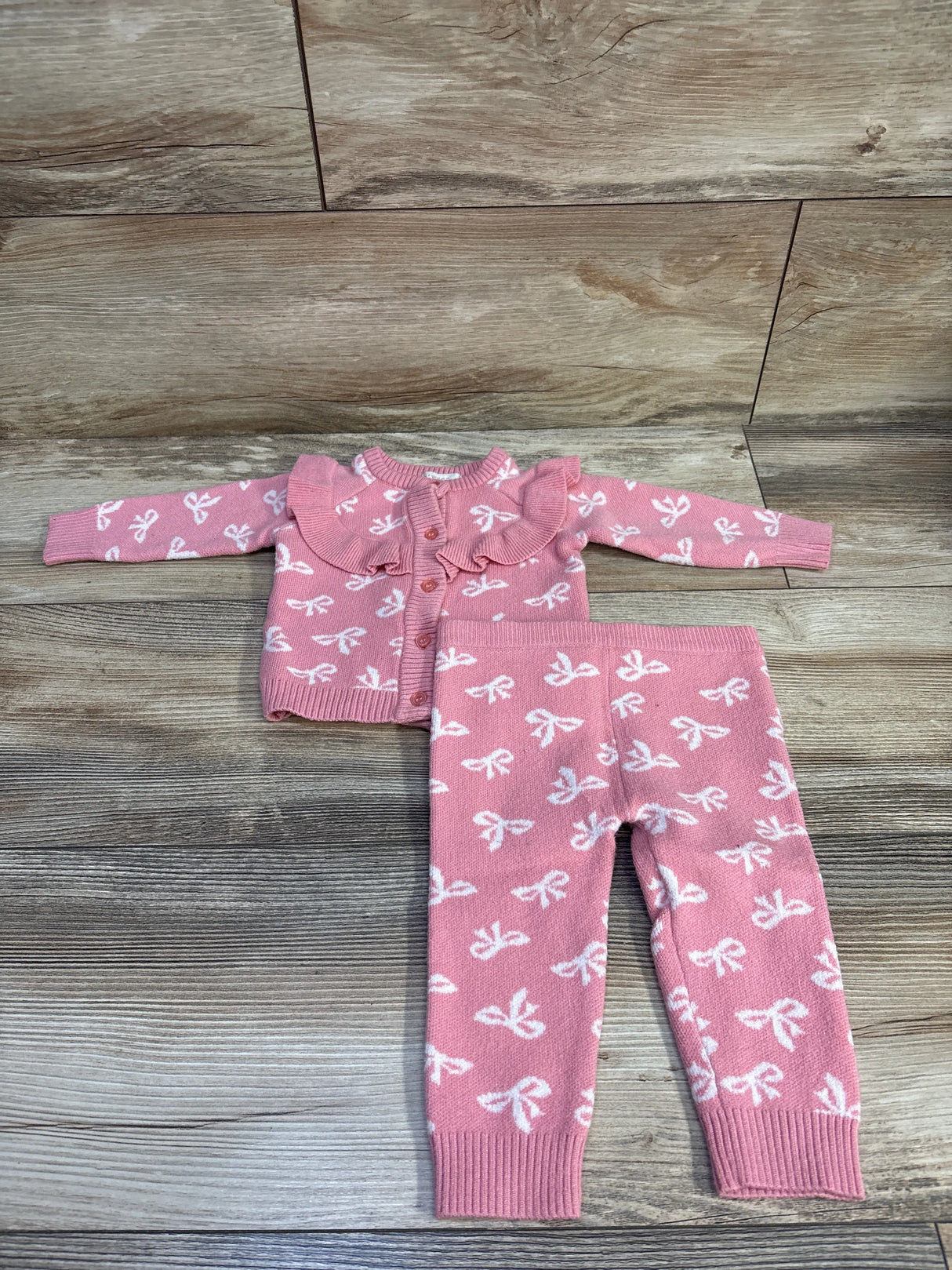 Btween Baby 2pc Knit Button-Up Sweater & Pants Set Pink sz 3m