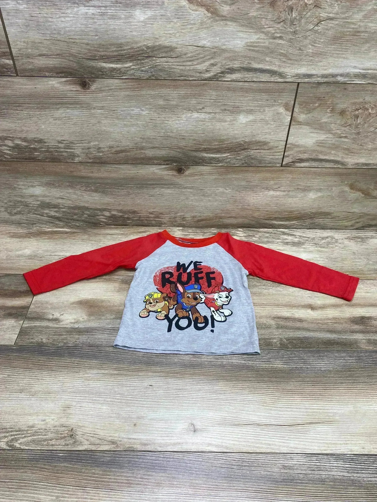 Nickelodeon We Ruff You Paw Patrol Shirt Red/Grey sz 2T - Me n Mommy To Be