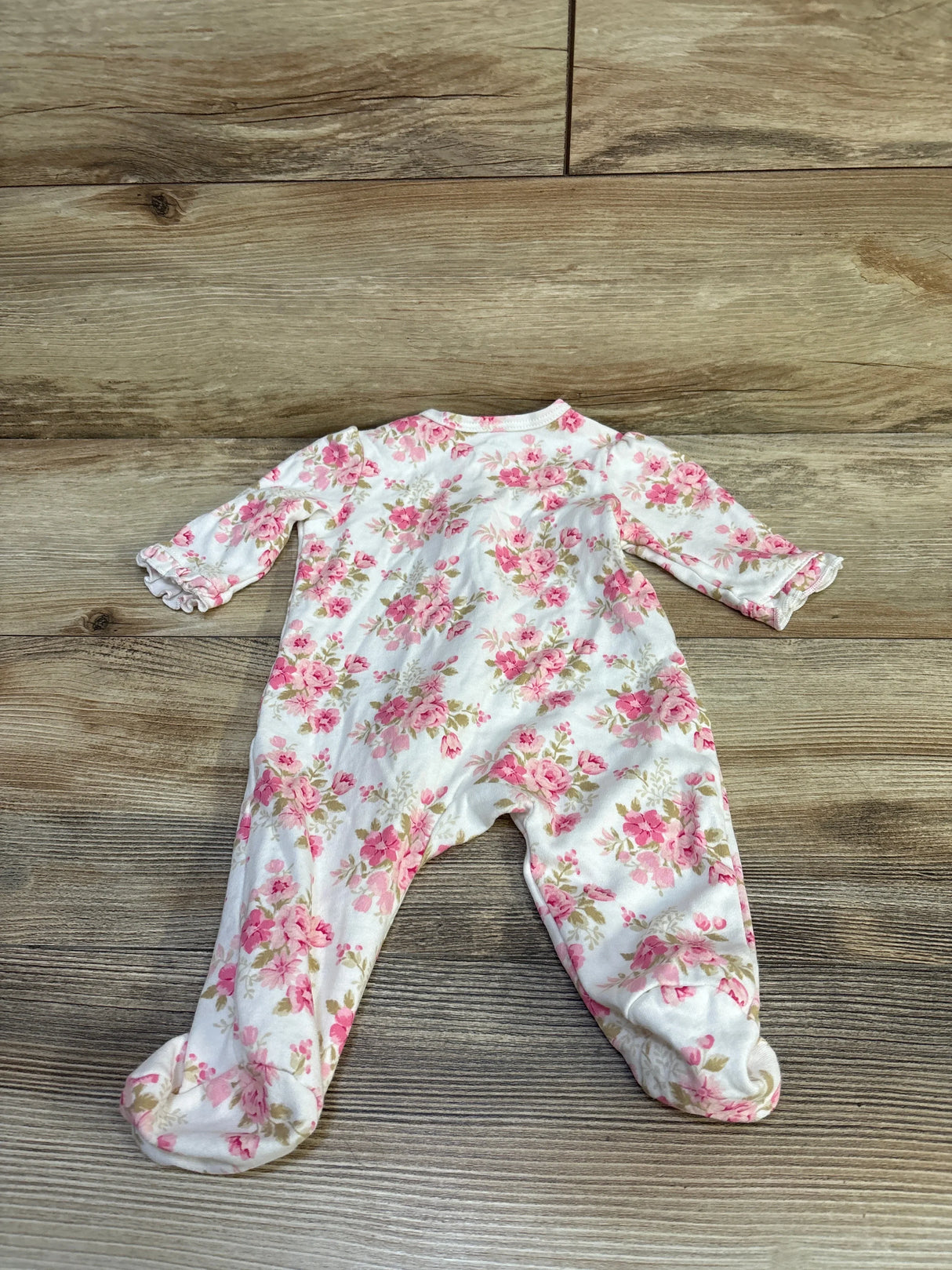Little Me Ruffled Floral Sleeper White sz 3m