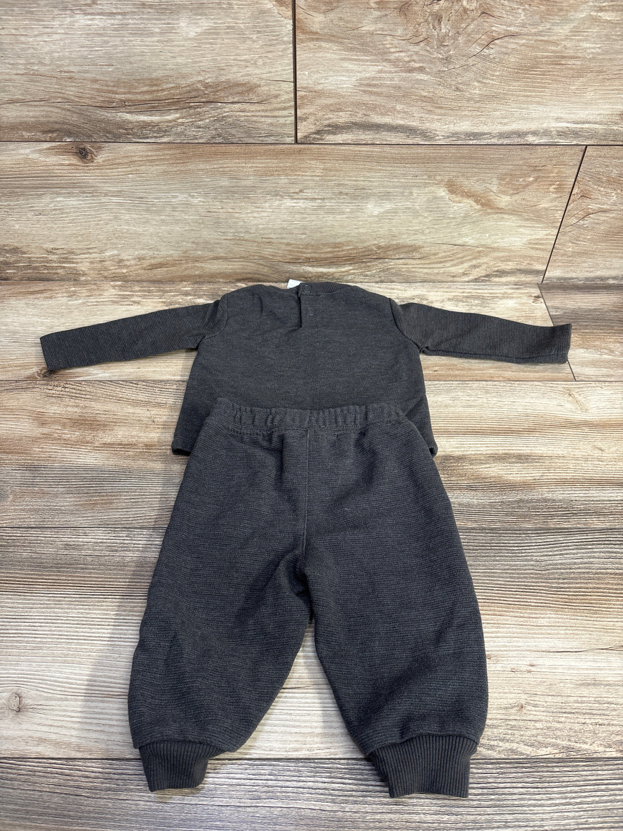 Little Lad 2pc Ribbed Sweatshirt & Pants Set Grey sz 6-9m