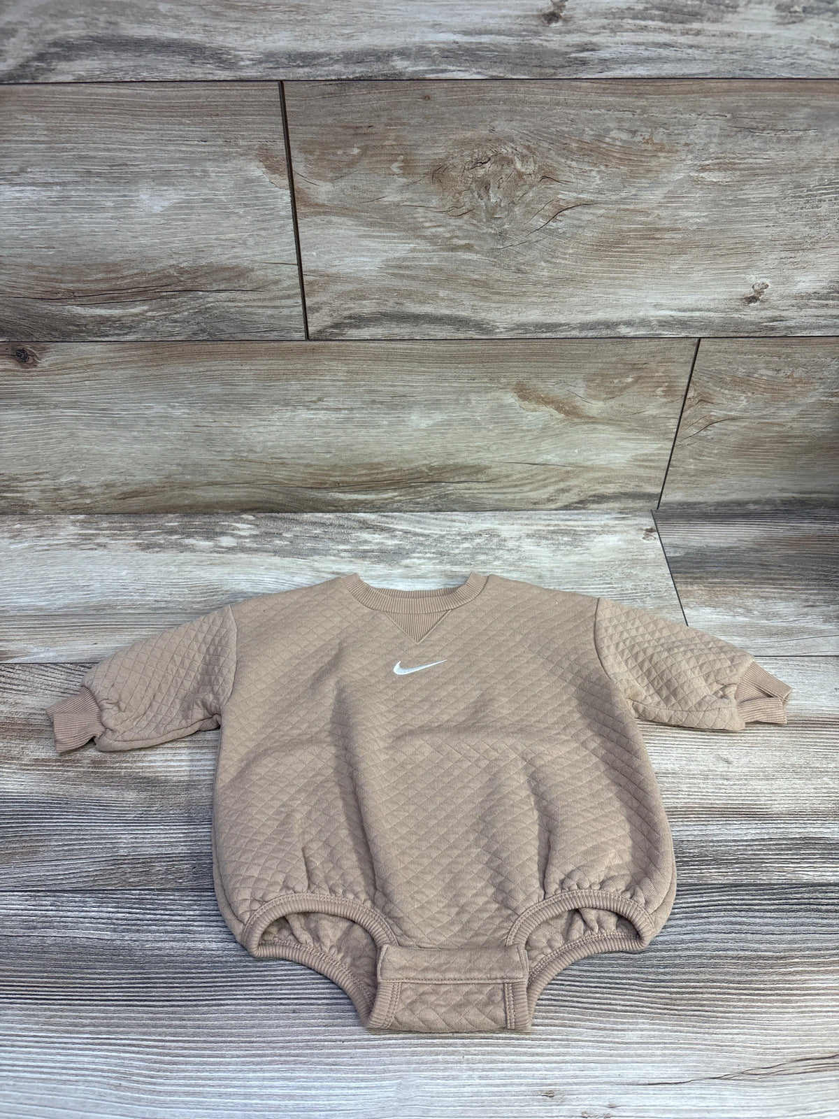 Nike Long Sleeve Quilted Bubble Romper Beige sz 6m