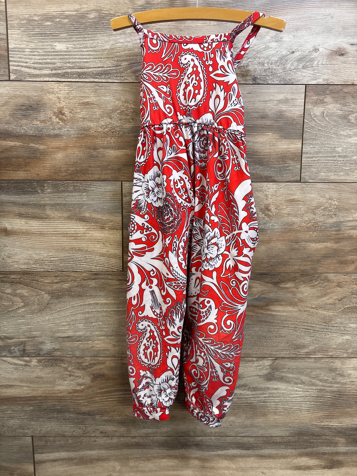 Generic Patterned Sleeveless Jumpsuit Red sz 3-4T