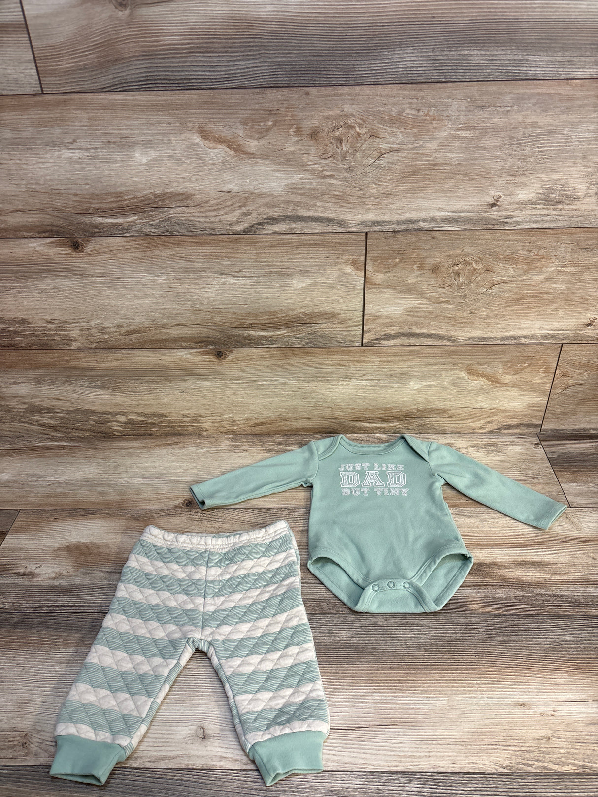 Baby Essentials 2pc Just Like Dad Bodysuit Set Sage sz 9m