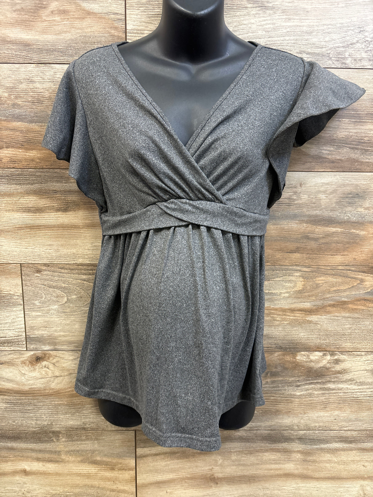 Ekouaer Maternity V-Neck Nursing Shirt Grey sz Medium