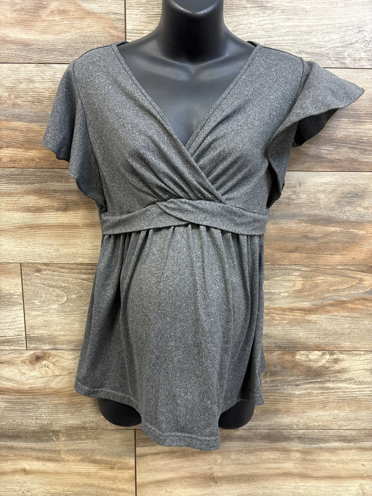 Ekouaer Maternity V-Neck Nursing Shirt Grey sz Medium