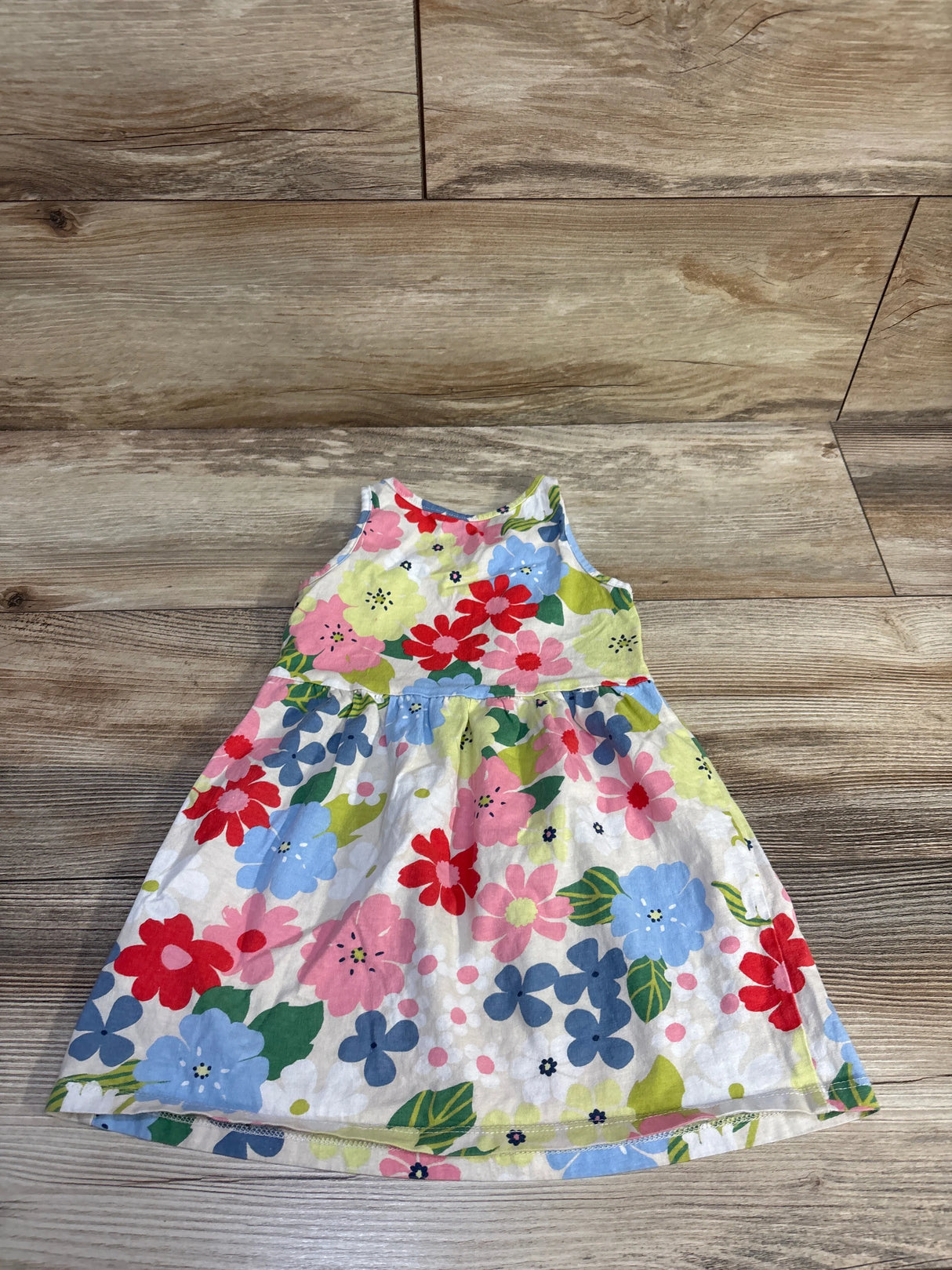 H&M Floral Print Cotton Sleeveless Dress Ivory sz 2T