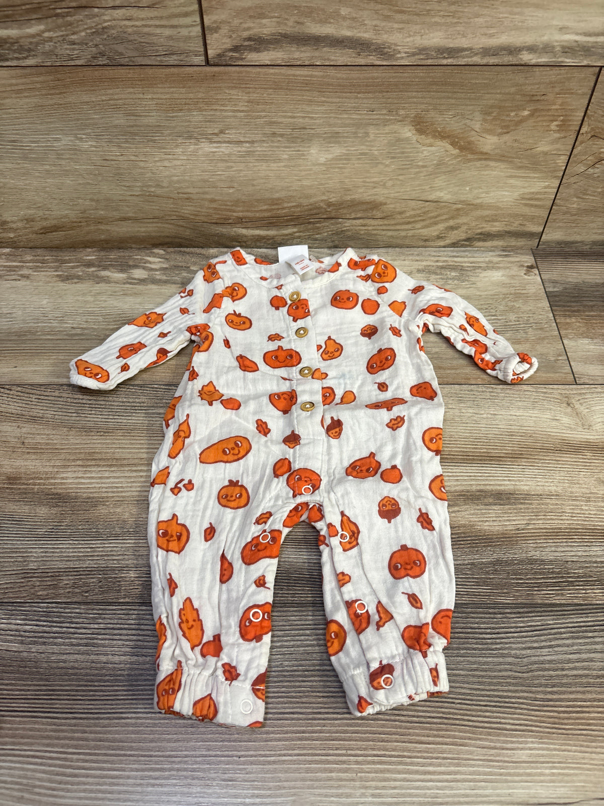 Cat & Jack Muslin Pumpkin Coverall White sz Newborn