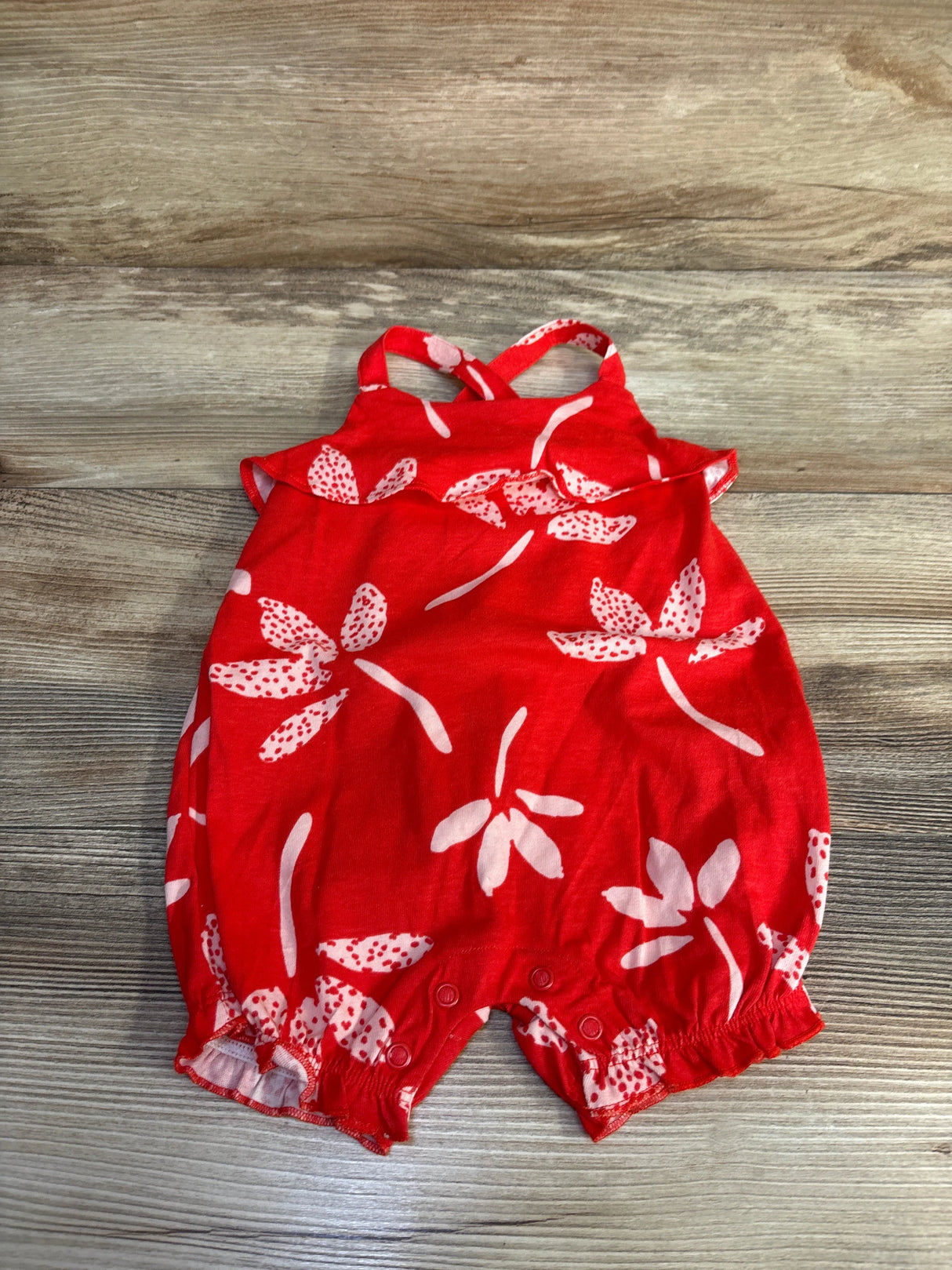 Just One You Floral Shortie Romper Red sz 6m - Me n Mommy To Be